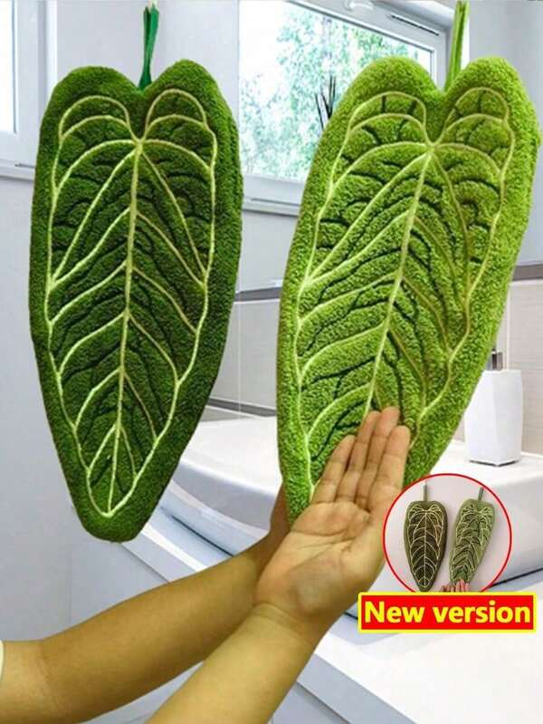 1pc/3pcs Leaf Design Hand Towel, Hanging Style Kitchen, Bathroom, Room Decor, Absorbent & Easy To Clean, Personalized Towel Dish Cloths Kitchen Towel