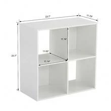 4-Cube Storage Organizer, White Multifunctional Open Shelf Bookcase Closet Cabinet For Home Office Living Room - Default - View 5