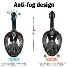 Adult Full-Face Snorkeling Mask With Camera Holder, 180-Degree Panoramic View, Dry Snorkel, Leak-Proof, Snorkeling Gear, Beach Essential, Beach Accessories, Pool Floatation Device. - 黑色L/XL - 查看 6
