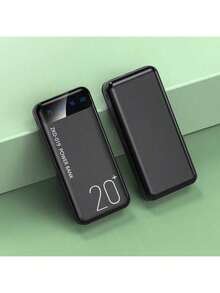 Power Bank 20000mAh Power Bank, Large Capacity, Portable Charger, Type-C/Micro Interface, Slim Battery Pack, External Mobile Phone Charger Compatible, Tablet, Smart Watch, Suitable For IPhone, Android And Other Mobile - Black - View 1