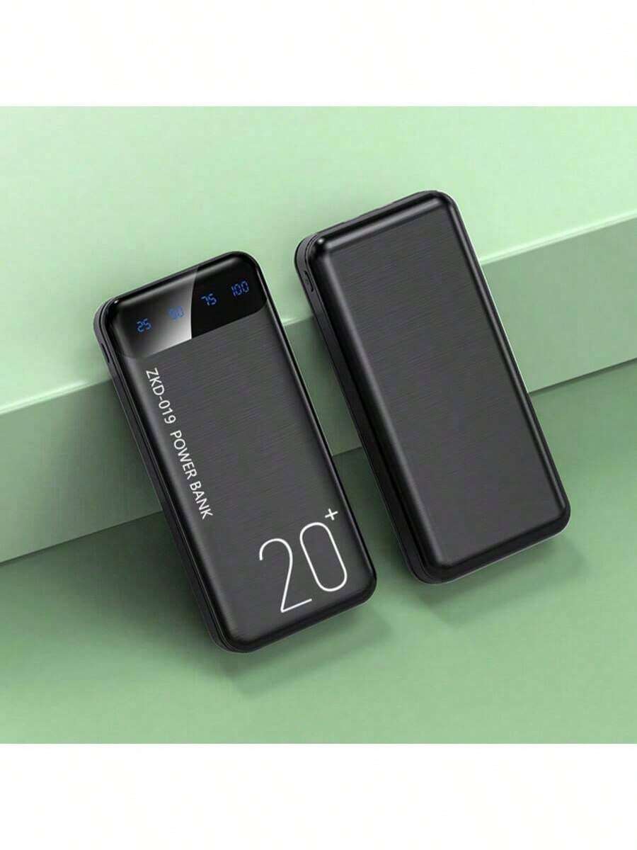 Power Bank 20000mAh Power Bank, Large Capacity, Portable Charger, Type-C/Micro Interface, Slim Battery Pack, External Mobile Phone Charger Compatible, Tablet, Smart Watch, Suitable For IPhone, Android And Other Mobile - Black - View 1