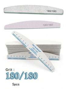 5 piezas Limas de uñas profesionales, papel de lija de 80/100/150/180/240 granos, limadores de uñas en forma de media luna gruesos y duraderos, accesorios para manicura - Gris - Ver 11