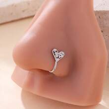 1个简约时尚经典镂空心形铜镶嵌立方氧化锆鼻夹，无需鼻孔，适合生日派对、酒吧、夜店等场合，男女通用 - 星星 - 查看 7