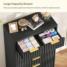 48.4''H Fluted 7 Drawer Dresser For Bedroom,  Modern Chest Of Drawers, Wood Closet Clothes Organizer For Bedroom, Hallway, Black - 黑色 - 查看 4