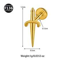1件箭头形F136钛合金唇钉环 - 内螺纹M0.9 - 16号人体饰品 - 耳软骨、耳屏、耳廓穿孔、唇钉 - 唇釘(1個) - 查看 3