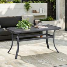 ONBRILL Grey Small Metal Outdoor Coffee Side Table Rectangle, Steel Outdoor Coffee Tables, Patio Tables For Outside, Garden, Balcony, Backyard And Living Room - Grey - View 4