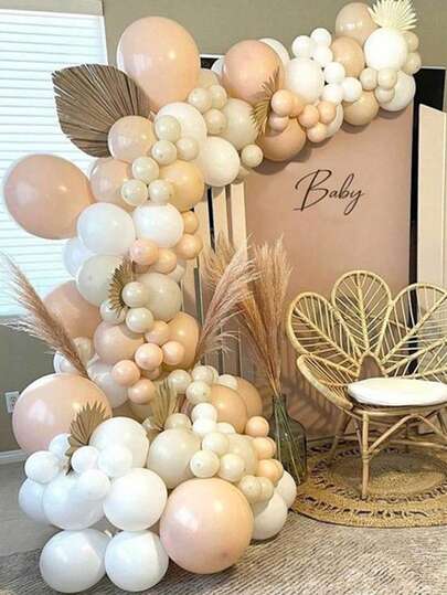 114pcs Apricot Cream Beige Balloon Arch Garland Kit Kids Birthday Boy Girl Baby Shower Balloons Set Christening Communion Party Wedding Engagement Decor