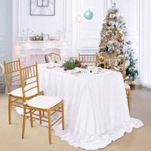 QueenDream - Mantel Rectangular de Lentejuelas Blancas para decoración de Fiesta de cumpleaños Boda 50 x 80 Pulgadas Mantel Rectangular - Blanco - Ver 2