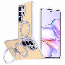 360° Rotating Holder, Glitter Craftsmanship, High Density Luminous Texture, Magnetic Car Mount, Suitable Compatible With Iphone 17 Pro Max/16/15/14/13/12/11/XR, Galaxy S26 Ultra/S25/S24/S23/S22, 9/9 Pro/9 Pro XL/10/10 Pro/10 Pro XL - Orange - View 1