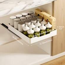 Multi-Size Pull-Out Storage Rack, No Drilling Required Under-Sink Cabinet Pull-Out Organizer | Kitchen Spice/Cookware Pull-Out Storage Rack | Sliding Drawer And Kitchen Storage Organizer - Multicolor - View 7