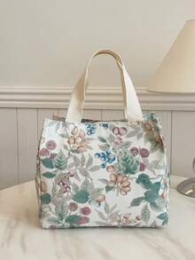 Portable Insulated Lunch Bag, Bento Box, Dinner Thermal Bag, Cute Thickened Student Lunch Fruit Bag, Leaf And Grape Design Bag - Multicolor - View 4