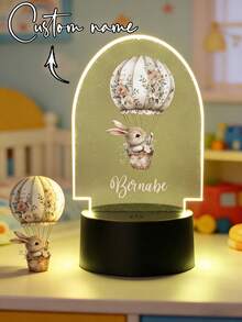 1pc Personalized Name Creative Gift, Animal Pattern Design, Suitable For Boys, Girls Or Friends. 3D Stereoscopic Light Effect LED Night Light, Warm Light, Birthday Gift, Decorative Lamp, Desk Lamp, Night Light. Suitable For Valentine's Day, Valentine's Day Decoration. Waterproof And Moisture-Proof, Fashionable And Cute, Back To School Gift - Baby Blue - View 7
