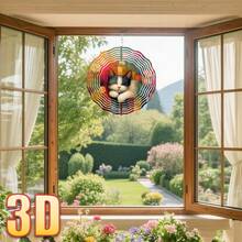 1 chiếc chuông gió ngoài trời bằng kim loại bền chắc hình "Mèo ngủ giữa hoa" 3D, có móc xoay 360°, kích thước 25.5cm/10in*25.5cm/10in, kiểu ngẫu nhiên. - 1 cái - Xem 5