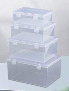 1pc Rectangular Transparent Plastic Fishing Tackle Storage Box, Jewelry Accessory Tool Organizer Box With Flip Cover, Suitable For Electronic Components, Hardware Parts, Toy Parts, Small Items, Home Goods Storage - Clear - View 2