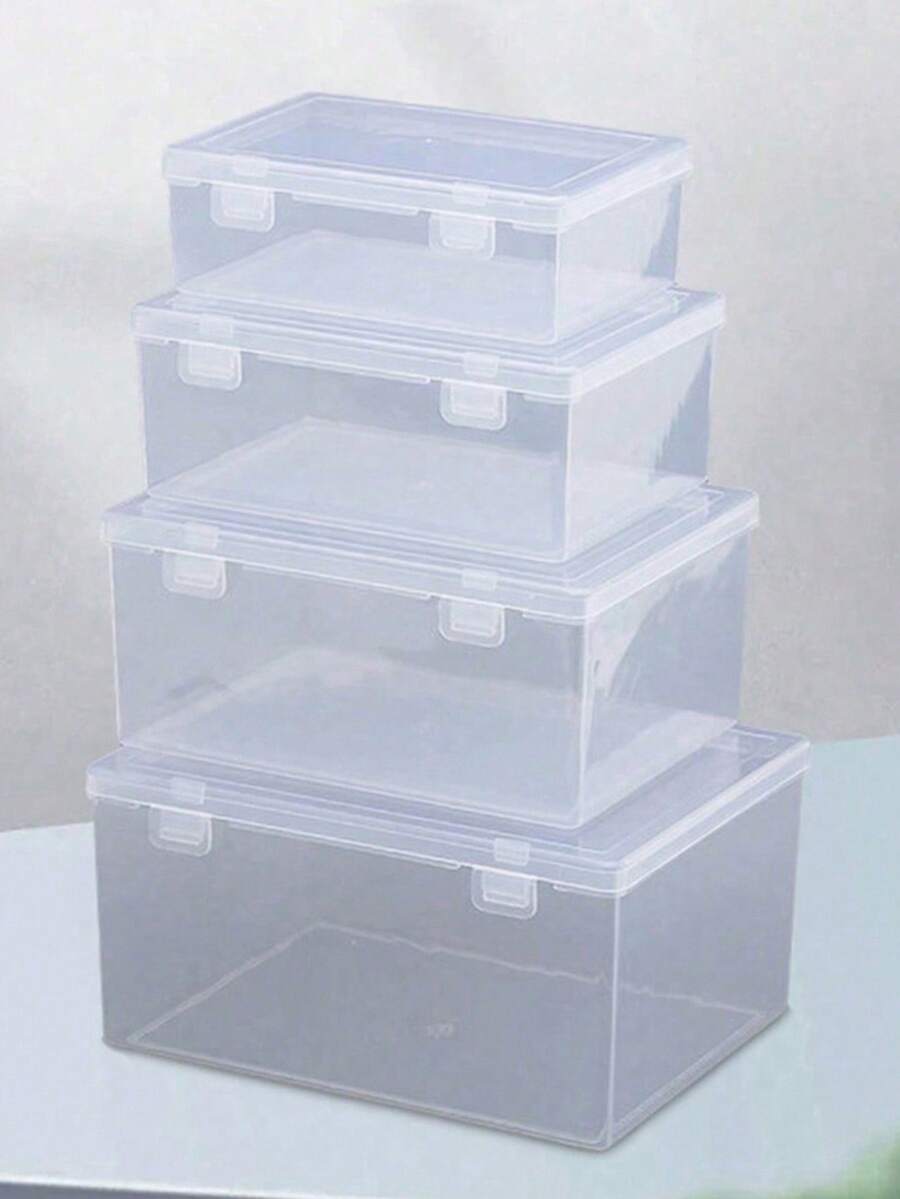1pc Rectangular Transparent Plastic Fishing Tackle Storage Box, Jewelry Accessory Tool Organizer Box With Flip Cover, Suitable For Electronic Components, Hardware Parts, Toy Parts, Small Items, Home Goods Storage