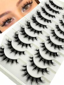 10 Pairs 5D Fluffy False Eyelashes, Natural Short Lashes, Create Natural Makeup Look - Black - View 8