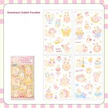1 pieza Pegatina impermeable con diseño lindo de fiesta de té para mascotas, adecuada para scrapbooking, planificadores, decoración de teléfonos - Multicolor - Ver 9
