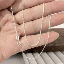 925 Sterling Silver Necklace, Unisex Minimalist Snake Bone Chain Necklace, Collarbone Chain For Men And Women - White - View 31