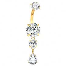 SWANJO 1pc Titnaium Waterdrop CZ Belly Button Ring Internally Threaded Zirconia Navel Piercing Body Jewelry - TN048 - View 6