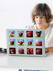 500张趣味个性化红苹果贴纸，包含14种流行表情，防水耐用，适用于子弹笔记、手机壳和恶作剧剪贴簿等文具用品，趣味贴纸 - Funny Apple - 查看 7