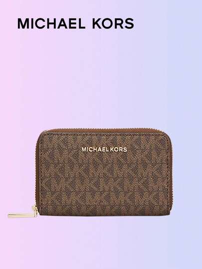 Michael Kors Jet Set Travel Medium LOGO Zipper Card Holder Wallet, Women's RFID Blocking Credit Card Wallet & Coin Purse, Multifunctional Fashion Design For Daily Use