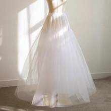 1pc Long 4-Layer White Tulle Skirt Dreamy Fairy Style, Perfect For Wedding Dress Layered Wedding Ceremony And Photography - White - View 3
