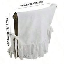 1件装法式椅套 高端白色简约荷叶镂空刺绣家用实木椅背套 - 彩色 - 查看 8