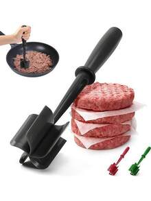1pc Black Meat Chopper, Heat-Resistant Nylon Handheld Meat Grinder Mixer, Beef Mixer, Non-Stick Coating Mincing Chopper, Home Potato Mixing Tool - Multicolor - View 4