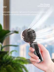AIRPROSSING Ventilador de niebla de mano, ventilador de cuello portátil multifuncional de mini niebla, ventilador de escritorio de 800mAh, 4 velocidades ajustables, adecuado para damas, hogar, oficina, viaje - Soporte de Mano - Ver 3