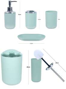 4pcs/6pcs bathroom accessory set, bathroom kit, bamboo lid bathroom toiletries set, including toilet brush, toothbrush holder, mouthwash cup, soap dispenser, soap dish. Bathroom decoration, nid bathroom decoration, can be used as a housewarming \ home vacation gift \Valentine's Day gifts\ birthday gifts. - 直筒衛浴系列 - 查看 8