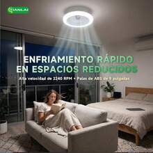 TIANLAI Lámpara Ventilador E27 2 en 1, Silenciosa, LED Alta Luminosidad 180°, Instalación Rápida, Ahorro Energético para Dormitorio y Interiores Pequeños - LV54W25 - Ver 3