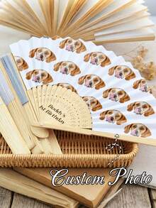 Custom Face Hand Fan, Foldable Paper Wedding Fan, Personalized Handheld Fan For Reception, Photo Print Decorative Fan, Party Favors - Multicolor - View 7