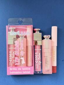 Love Rain 3-In-1 Lip Kit – Moisturizing Balm, Gloss, And Mini Gloss With Shimmer - ngẫu nhiên - Xem 1