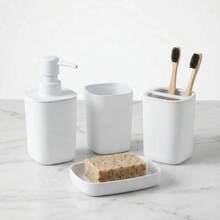 6pcs Bathroom Accessories Set, Bathroom Vanity Sets With Toilet Brush, Trash Can, Tumbler, Soap Dish, Toothbrush Holder & Soap Dispenser - Multicolor - View 6