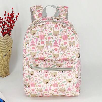 Ba lô in hình gấu bông và khủng long phủ kín toàn bộ bề mặt, kích thước 15 inch, thiết kế dung tích lớn, dễ dàng đựng quần áo, phù hợp cho các chuyến đi ngắn ngày, kỳ nghỉ, đi học, tập gym, mua sắm, nhiều dịp khác nhau, ngày lễ, unisex, quà tặng ngày lễ