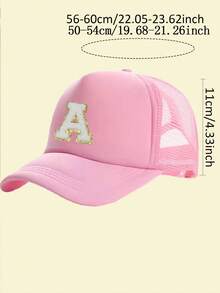 1 Piece 26 Letter Truck Hat, Fashionable And Versatile Mesh Breathable Sun Hat, Suitable For Daily Life As A Gift - Pink - View 9