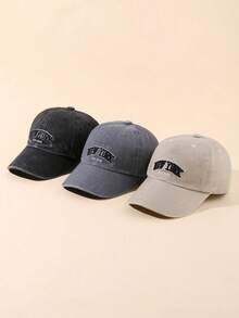3pcs Washed New York Embroidered Baby Baseball Caps, Fashionable Colors, Cute Casual, Suitable For Baby Boys And Girls Daily And Party, Spring/Summer - Multicolor - View 6