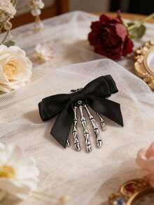 1件锌合金蝴蝶结派对头饰，复古骷髅手爪发夹，四季皆宜 - 彩色 - 查看 8