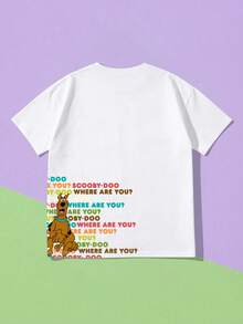 SHEIN X SCOOBY-DOO 可愛字母卡通聯名T恤，展現聯名時尚感與可愛魅力，適合日常穿著休閒白色 - 白色 - 查看 2