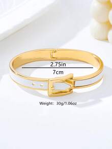 1pc Fashionable Leopard Print Punk Style Bracelet, Exaggerated Wild Nightclub Personalized Versatile Friendship Gift For Women - White - View 2