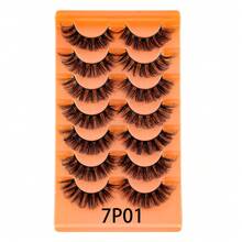 1 Set 7 Pairs Cartoon Style False Eyelashes, Faux Mink Cat Eye Lashes, Natural & Thick, Eyelash Extension, Travel Makeup Essential - A - View 4