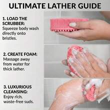 Soft Silicone Body Scrubber – 2-In-1 Bath & Shampoo Brush, Gentle Exfoliator Sensitive Skin, Full-Body Shower Brush - Hồng - Xem 2