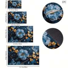 1pc Elegant Floral Blue Marble Pattern Absorbent Dish Drying Mat, Home Decor Coaster For Espresso Machine, Sink, Faucet, Bathroom, Kitchen Accessories - Multicolor - View 11