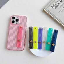 条纹图案彩色推拉式迷你手机支架，糖果色手机支架，手镯式手机支架，可伸缩手机支架，指环支架，兼容、安卓手机，生日礼物，送给家人朋友的礼物，指环支架，手机握把，手机配件，通用手机指环支架，可调节桌面多功能便携式手机壳支架，男女通用，复活节春季礼物 - 彩色 - 查看 10