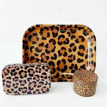 3pcs Wild Elegance Leopard Rolling Tray Set, Includes Print 2" Grinder, 7" X 5" Rolling Tray And Storage Box, Premium Metal Rolling Tray Kit, Ideal For Gifts - Because Style Should Never Be Tamed - 放 - 查看 10