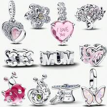 1 mặt dây chuyền hình trái tim màu hồng, mạ bạc, thích hợp để tự làm vòng tay/dây chuyền, quà tặng. - Nhiều màu - Xem 5