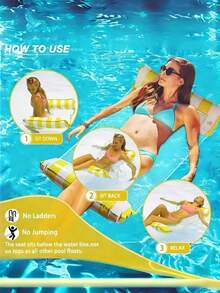 1 chiếc võng bơm hơi có lưới, ghế nằm thư giãn kẻ sọc dành cho người lớn, thích hợp cho kỳ nghỉ, tiệc tùng và thư giãn, có các màu hồng, vàng, trắng, xanh lá cây, xanh dương và các màu khác, võng ngoài trời, vật dụng thiết yếu cho bãi biển và hồ bơi, tuyệt vời cho chụp ảnh. - sọc - Xem 9
