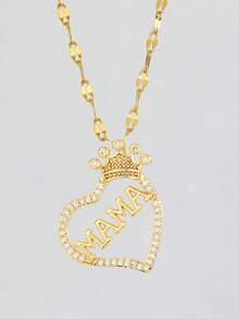 1 chiếc vòng cổ chữ cái hình trái tim vương miện thanh lịch, kèm dây chuyền thép không gỉ, là món quà tuyệt vời dành tặng người mẹ nhân Ngày của Mẹ. - Vàng - Xem 4