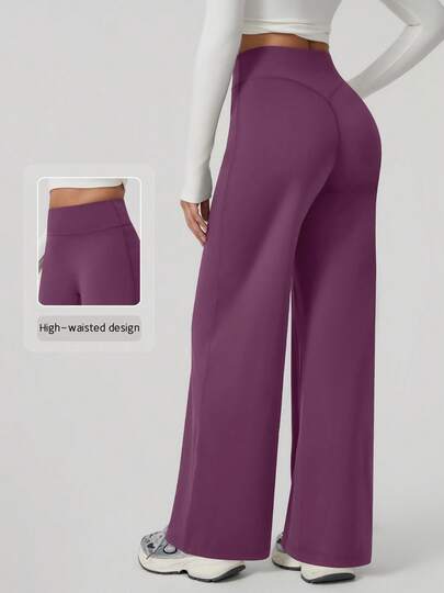 NcmRyu 1件装 女士高腰显瘦宽松阔腿弹力运动裤 春季