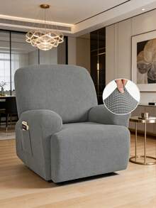 1/2/3 Seater Recliner Sofa Covers Stretch Jacquard Reclining Couch Covers For Reclining Sofa Relax Armchair Slipcovers Furniture Covers, 4pcs/6pcs/8pcs - Light Grey - View 9